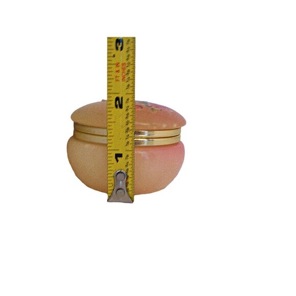 Hand Painted Peach Trinket Dish Box With Love from Jerusalem Gold Trim 2 x 2.5 " - Picture 12 of 12